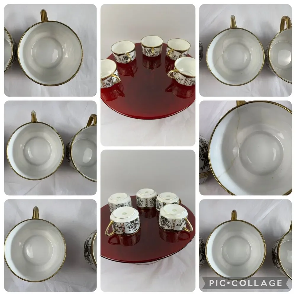 Antique Nippon Noritake Morimura Black Gold Porcelain Tea Service 13 Piece Set